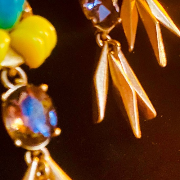 Bundle/lot of 2 J. Crew statement necklaces feather spikes colorful maximalist - Picture 3 of 7